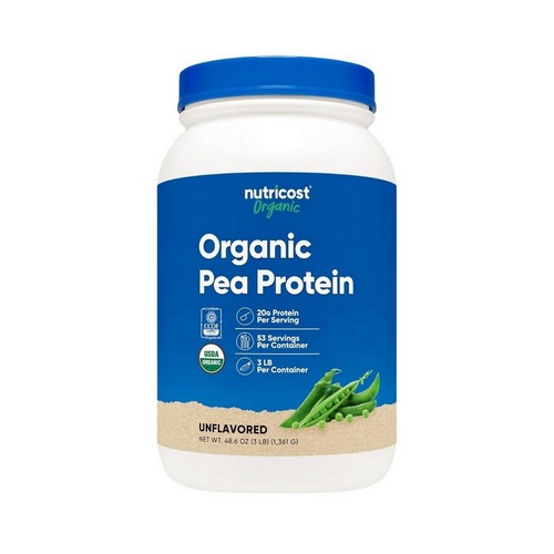 Organic Pea Protein Isolate Powder Unflavored 3 Lbs by Nutricost