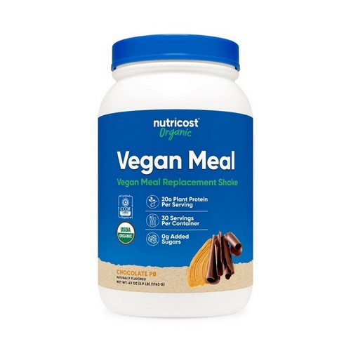 Organic Vegan Meal Replacement Shake Powder Chocolate Peanut Butter 30 Servings by Nutricost