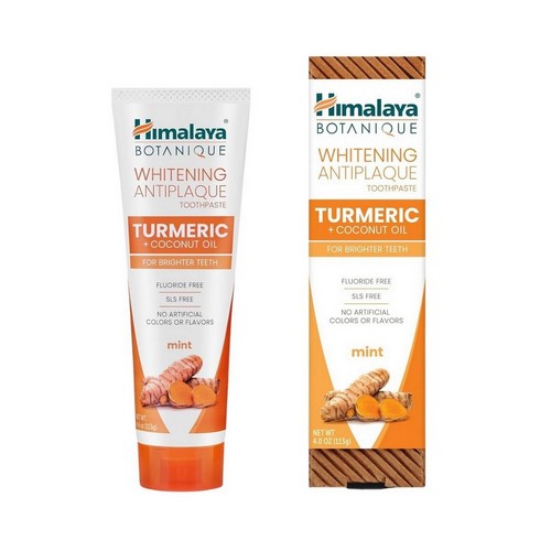 Whitening Antiplaque Turmeric + Coconut Oil Toothpaste Mint 4 Oz by Himayala