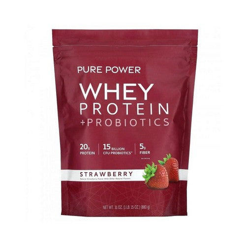 Pure Power Whey Protein Plus Probiotics Strawberry 31 Oz by Dr. Mercola