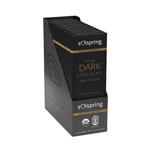 Organic Dark Chocolate Bar 12 Bars (1 Box) by Solspring Biodynamic