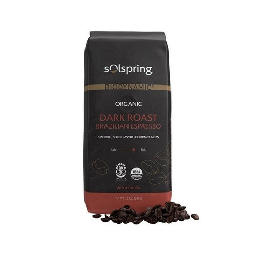Organic Dark Roast Brazilian Espresso 12 Oz by Solspring Biodynamic