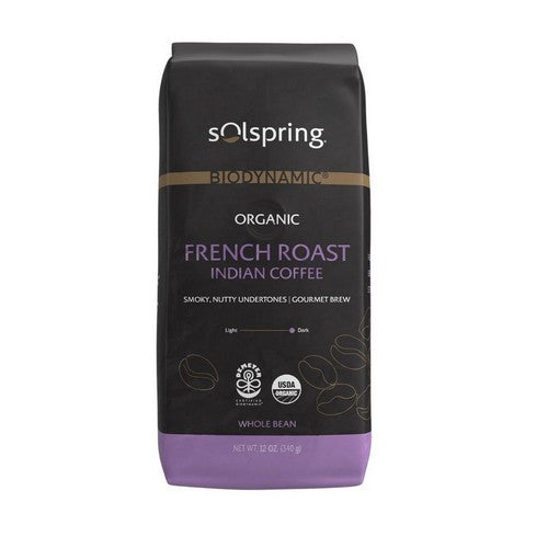 Organic French Roast Indian Coffee 12 Oz by Solspring Biodynamic
