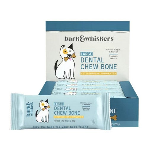 Dental Chew Bone For Dogs Large 12 Bones (0.7 Oz Each) by Bark & Whiskers