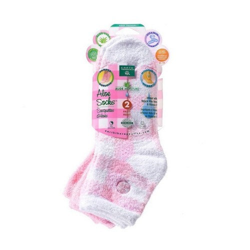 Aloe Infused Moisturizing Socks - Pink Plaid 2 Pairs by Earth Therapeutics