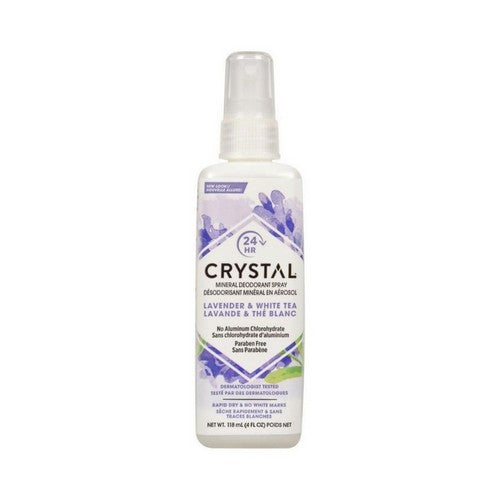 Mineral Deodorant Body Spray Lavender & White Tea 4 Oz by Crystal