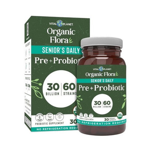 Organic Flora Senior’s Daily Probiotic 30 Caps by Vital Planet