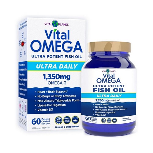 Vital Omega 3 Fish Oil Ultra Daily 60 Softgels by Vital Planet