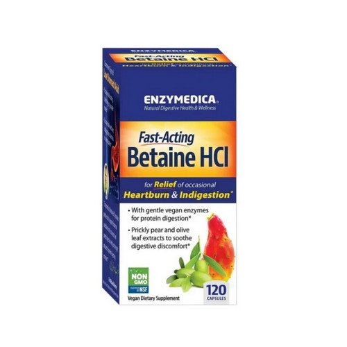 Fast-Acting Betaine HCl 120 Caps by Enzymedica
