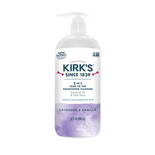 Lavender And Vanilla 3 In 1 Head to Toe Cleansers 32 Oz by Kirk's Natural Products