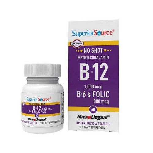 No Shot Methylcobalamin B-12 And B-6 Folic Acid 60 Tabs by Superior Source