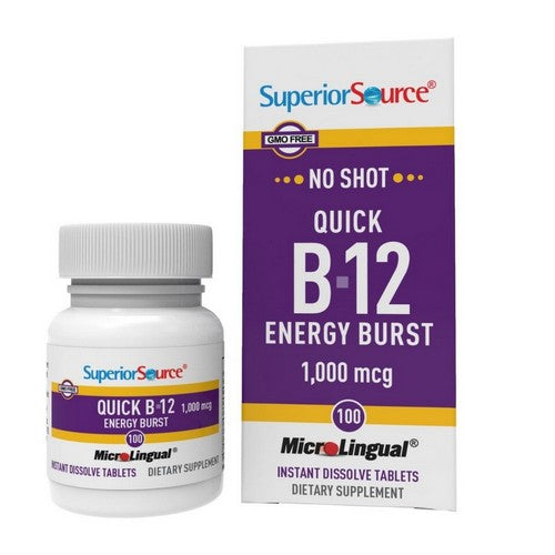 No Shot Quick Energy Burst B-12 100 Tabs by Superior Source