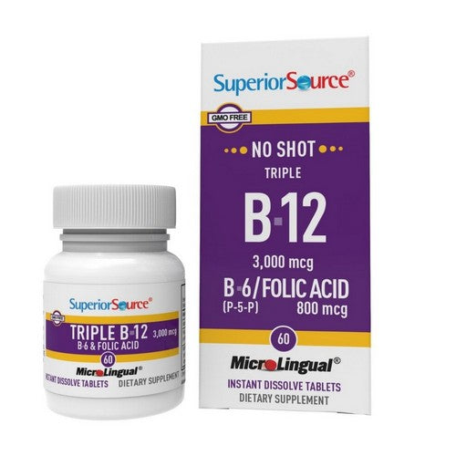 No Shot Triple B-12 And B-6 Folic Acid 60 Tabs by Superior Source