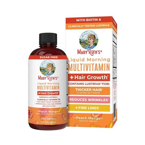 Liquid Morning Multivitamin Plus Hair Growth Peach Mango 15.22 Oz by MaryRuth's