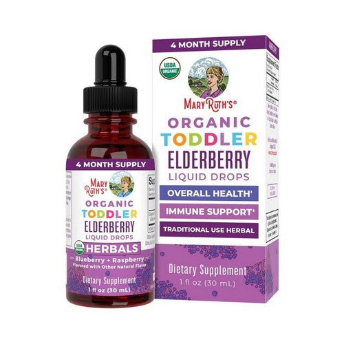 Organic Toddler Elderberry Liquid Drops Blueberry Plus Raspberry 1 Oz by MaryRuth's