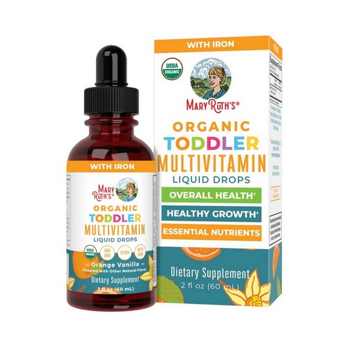 Organic Toddler Multivitamin Liquid Drops With Iron Orange Vanilla, 2 Oz by MaryRuth's