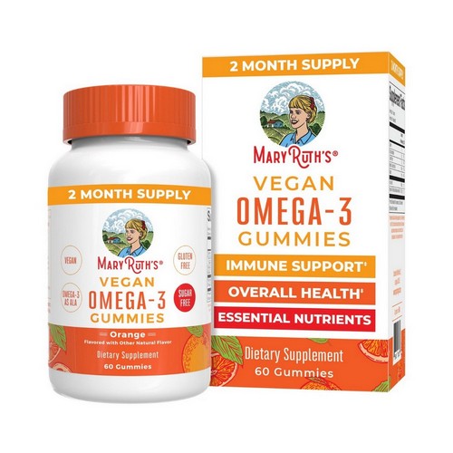 Vegan Omega-3 Gummies Natural Orange 60 Count by MaryRuth's