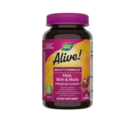 Alive! Hair, Skin And Nails Premium Gummies 60 Count by Nature's Way