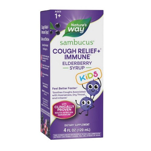 Sambucus Kids Cough Relief + Immune Elderberry Syrup 4 Oz by Nature's Way
