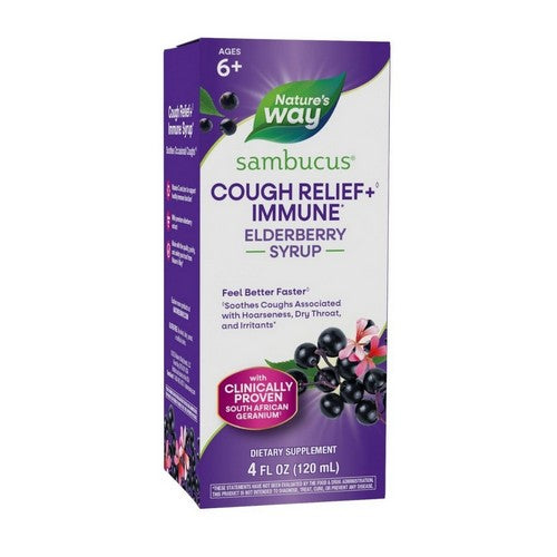 Sambucus Cough Relief + Immune Elderberry Syrup 4 Oz by Nature's Way