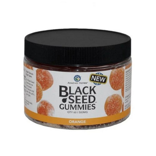 Organic Black Seed Oil Gummies Orange 60 Count by Amazing Herbs