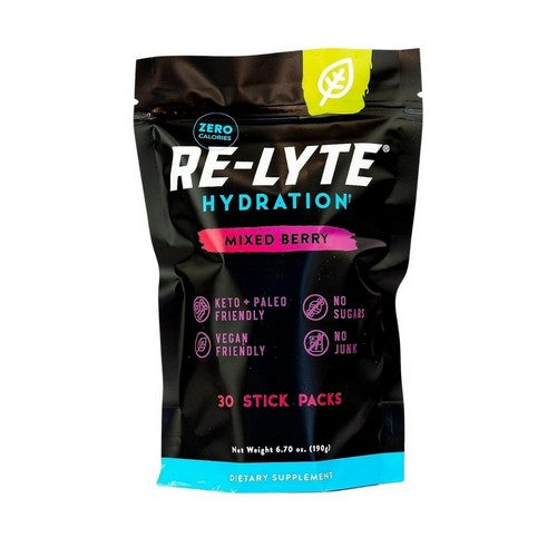 Re-Lyte Hydration Electrolyte Powder Mix Mixed Berry 30 Stick Pack / 6.70 Oz by Redmond