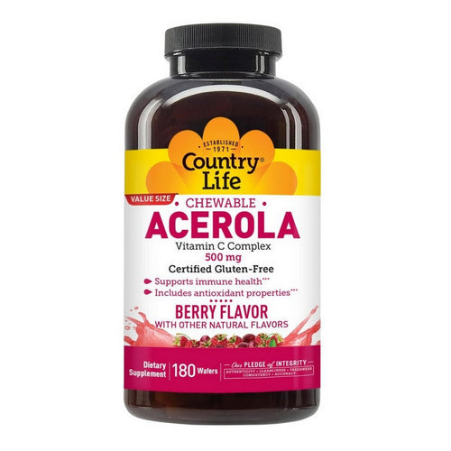 Chewable Acerola Vitamin C Complex Berry 180 Wafers  by Country Life
