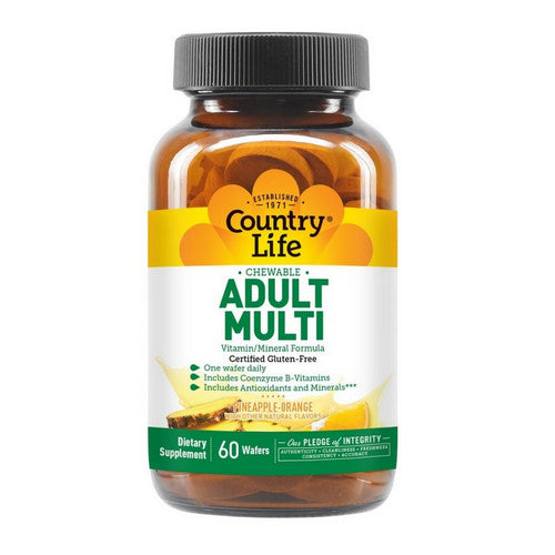 Chewable Adult Multi Pineapple Orange 60 Wafers by Country Life