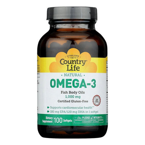 Omega 3 Fish Body Oils 100 Sftgls by Country Life
