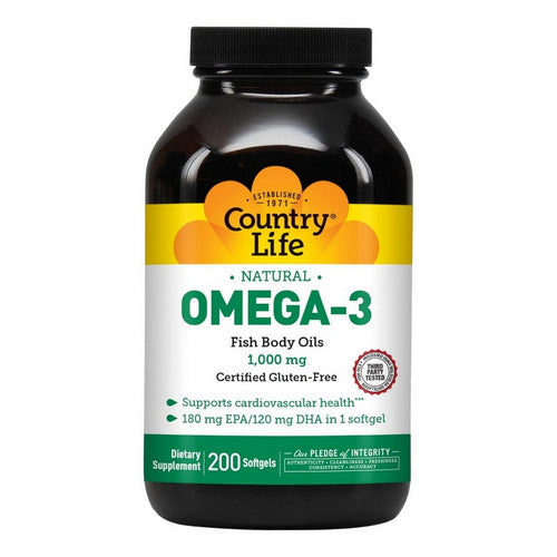 Omega 3 Fish Body Oils 200 Sftgls by Country Life