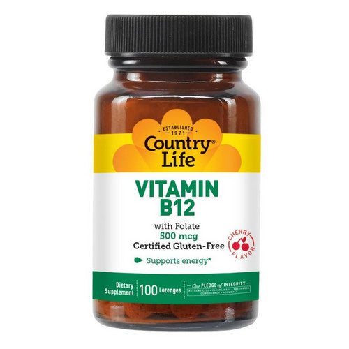 Vitamin B12 With Folate Cherry 100 Lozenges  by Country Life