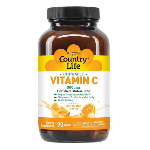 Vitamin C Chewable Juicy Orange, 90 Wafers by Country Life