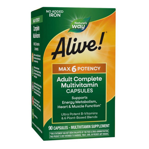 Alive! Max6 Potency Adult Complete Multivitamin-No Added Iron 90 Caps by Nature's Way