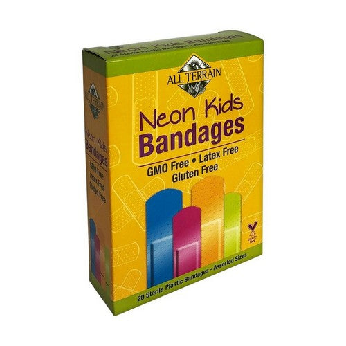 Kids Bandages Latex Free Non-Stick Pad Neon 20 Pieces by All Terrain