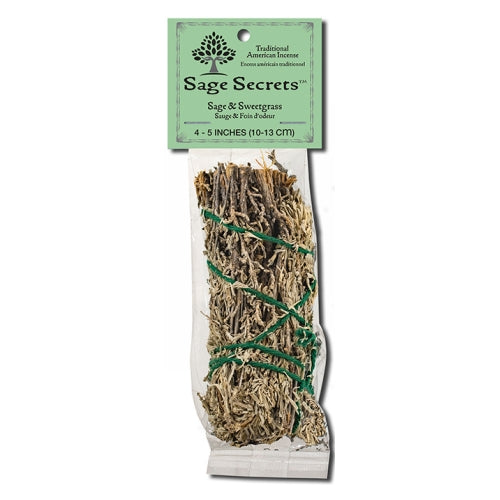 Smudge Wand Sage And Sweetgrass 4 -5 Inches Small Incense Sage/sweetgrass by Sage Spirit