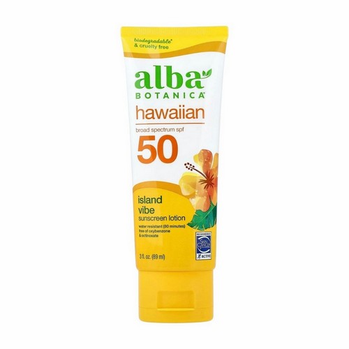 Hawaiian Sunscreen Lotion Spf 50 Island Vibe 3 Oz by Alba Botanica