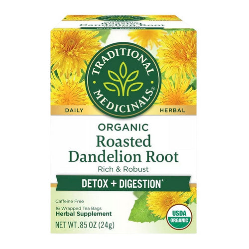 Organic Roasted Dandelion Root Caffeine Free 16 Tea Bags by Traditional Medicinals