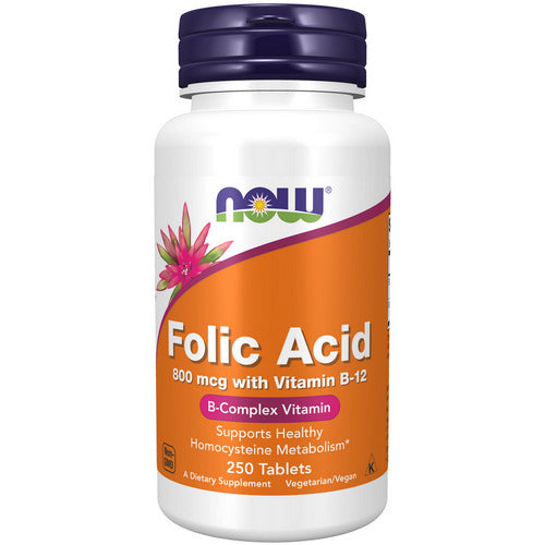 Folic Acid With Vitamin B-12 250 Tabs by Now Foods