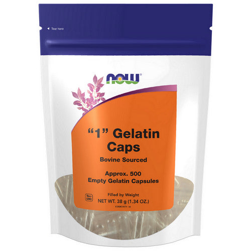 Empty Capsules Gelatin #1 500 Gel Caps by Now Foods