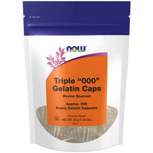 Empty Capsules Gelatin Triple "000" 200 Caps by Now Foods