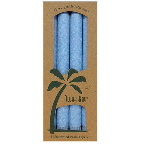 Palm Candle Tapers Light Blue Light Blue, 4 Pack by Aloha Bay