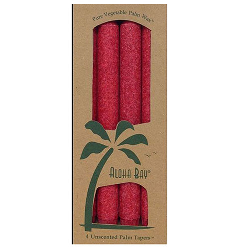 Dripless Tapers Coconut Wax Blend Red, 4 Pack by Aloha Bay