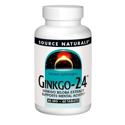 Ginkgo-24 Biloba Extract 60 Tabs by Source Naturals