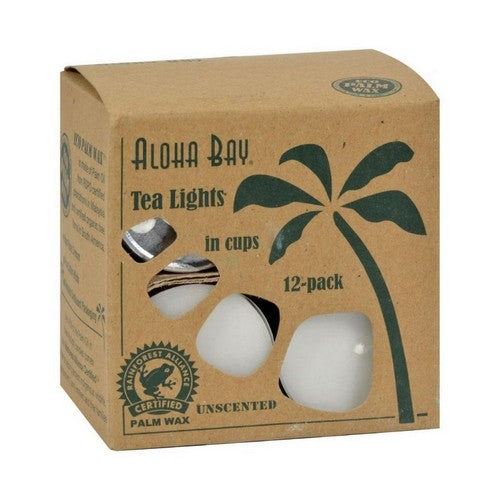 Candle Glass Tea Light White, 12/0.7 Oz by Aloha Bay