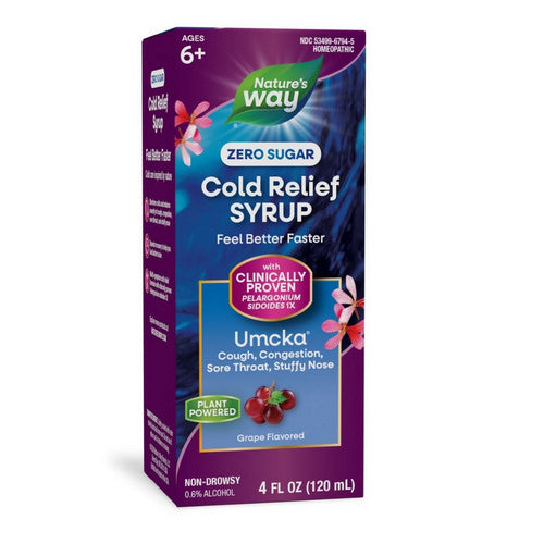 Umcka Zero Sugar Cold Relief Syrup 4 Oz / Sugar Free Grape by Nature's Way
