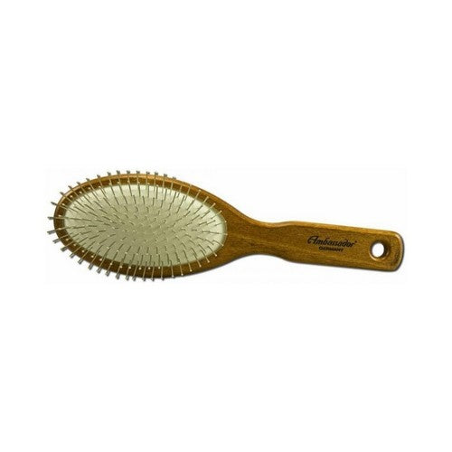 Ambassador Hairbrushes Large Oval Wooden Brush with Steel Pins 1 Unit by Fuchs Brushes