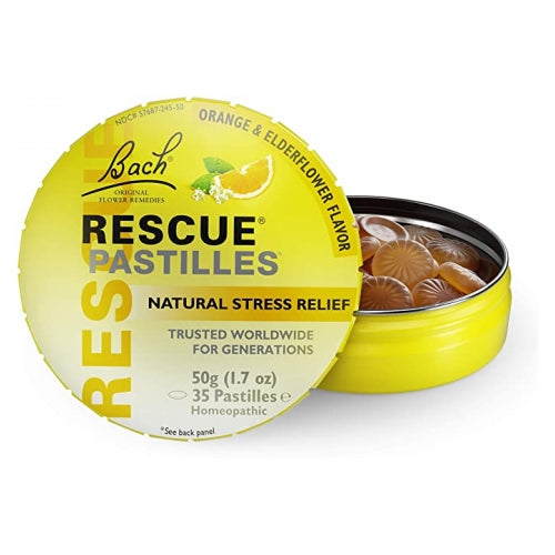 Rescue Pastilles Natural Stress Relief Black Currant 50 Grams by Bach