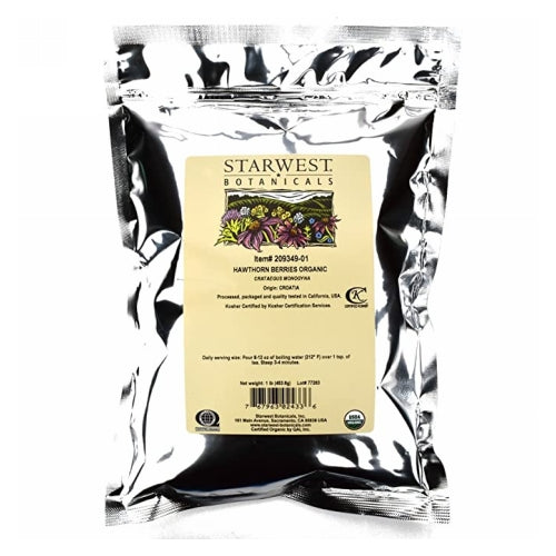 Organic Hawthorn Berries Whole 1 Lb by Starwest Botanicals