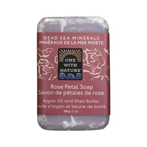Dead Sea Mineral Bar Soap Rose Petal 7 Oz by One with Nature