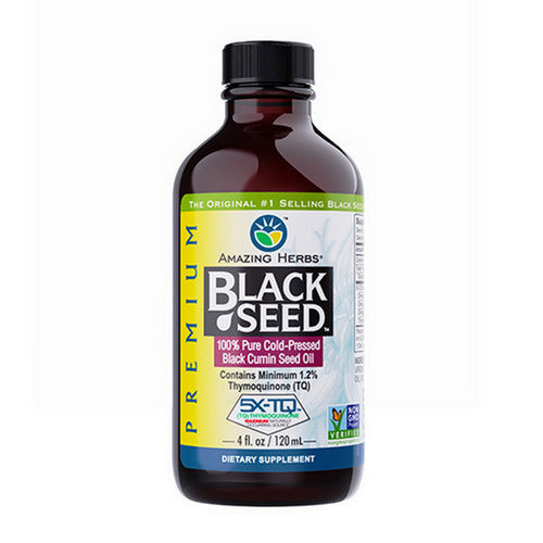 Black Seed 100% Pure Cold-Pressed Black Cumin Seed Oil 4 Oz by Amazing Herbs